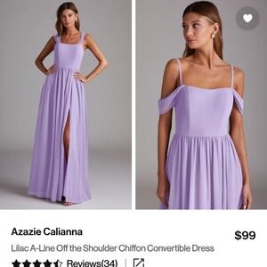 Azazie Lilac Chiffon Calianna A6/Custom Size Dress NWT